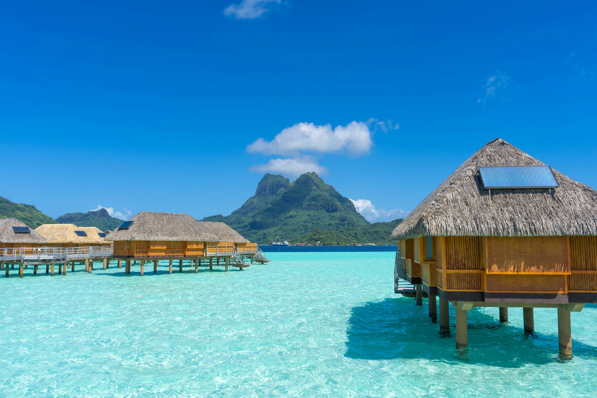 Overwater bungalow lagoon