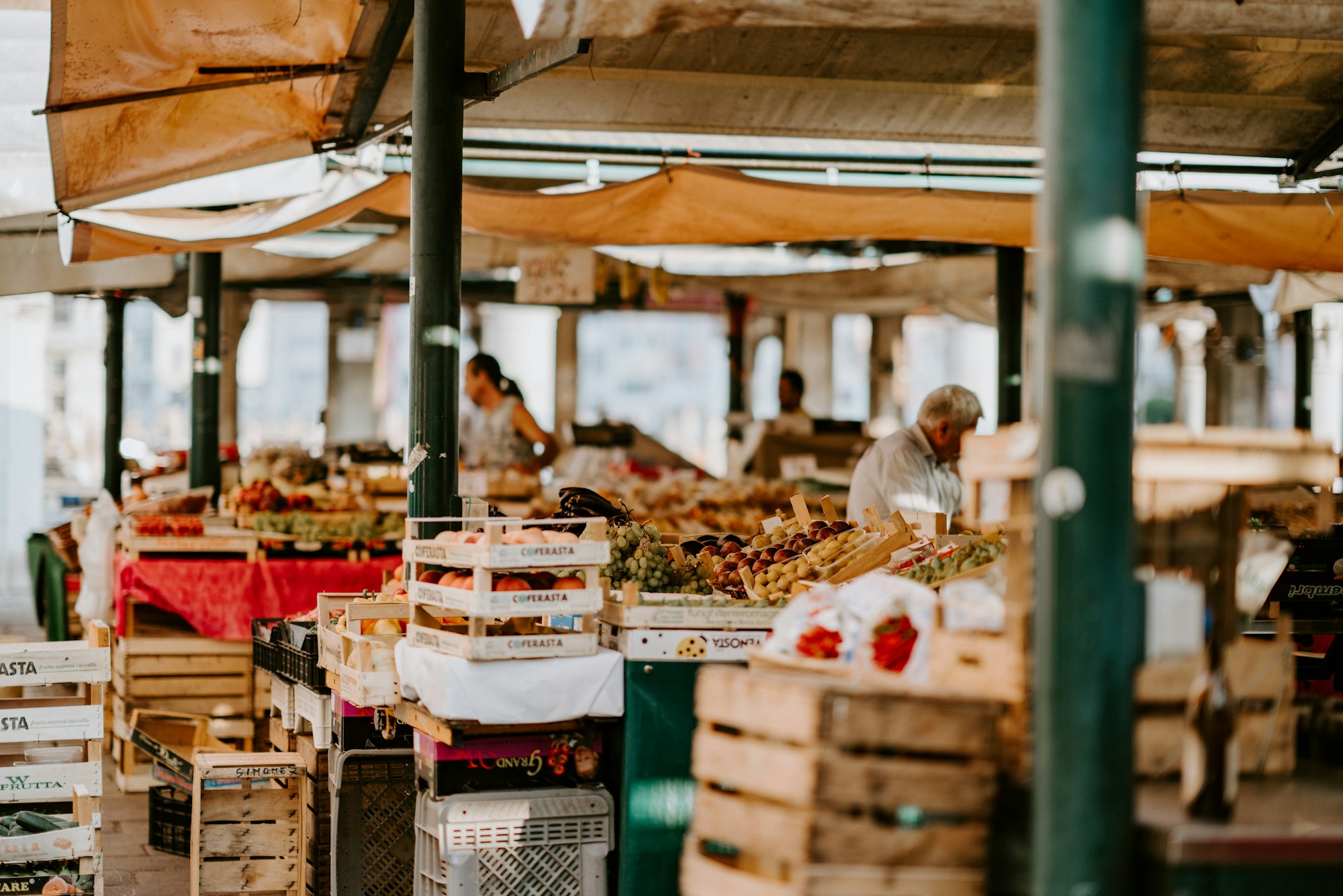 Local food market stall colorful
